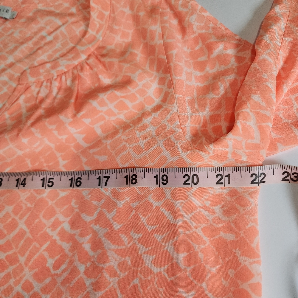 Alice + Trixie Silk Split Sleeve Peasant Blouse Coral Print Size Large - Picture 13 of 15